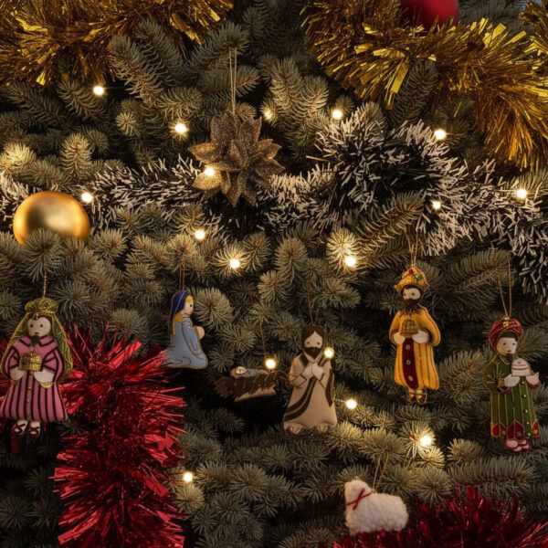 adornos tela navidad luces noche