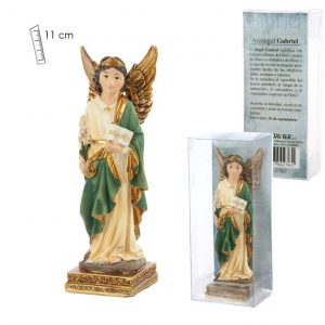 Figura san Gabriel arcángel, resina pintada a mano, 11 cm
