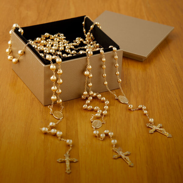 coleccion tres rosarios oro 18k tres medidas