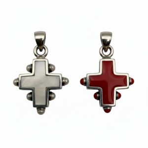 colgante cruz dos modelos esmalte nacar