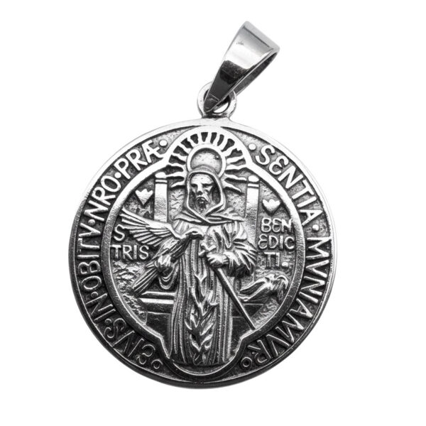 colgante medalla san benito relieve marcado plata benito