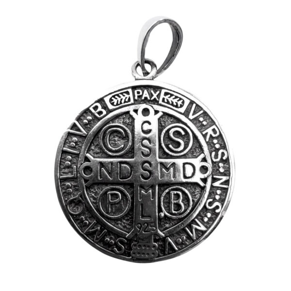 colgante medalla san benito relieve marcado plata primera ley