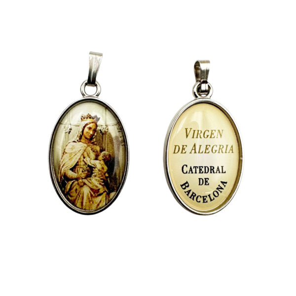 colgante medalla virgen alegria metalica