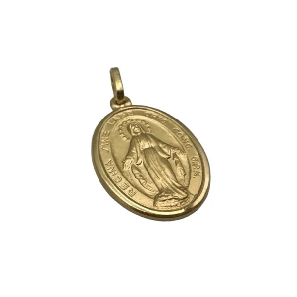 colgante medalla virgen milagrosa baño oro detalle