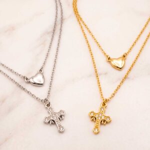 collar corazon cruz alfa omega