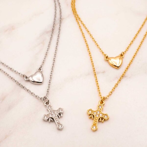collar corazon cruz alfa omega