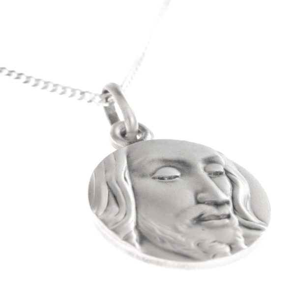 collar medalla rostro jesus plata 925 detalle