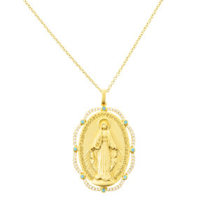 collar milagrosa acero dorado circonitas