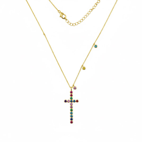 collar plata circonitas colores colgantes