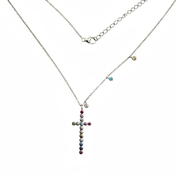 collar plata primera ley circonitas colores colgantes