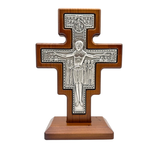 crucifijo san damian madera con base