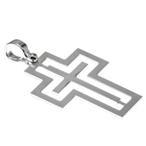 cruz doble calada plata