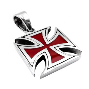 cruz malta plata rojo