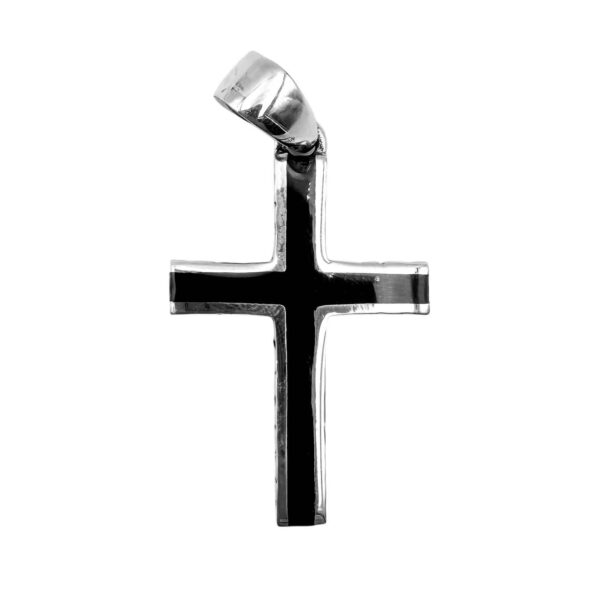 cruz plata esmalte negro colgante