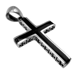 cruz plata esmalte negro colgante detalle