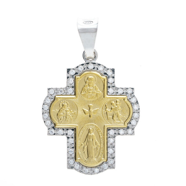 cruz varias devociones plata oro