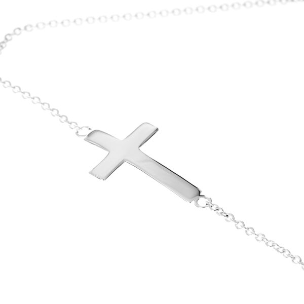 detalle pulsera cruz clasica plata