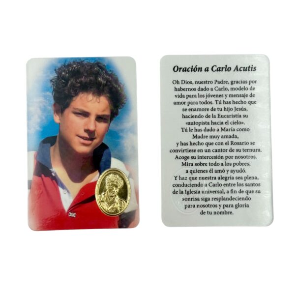 estampa carlo acutis medalla dorada
