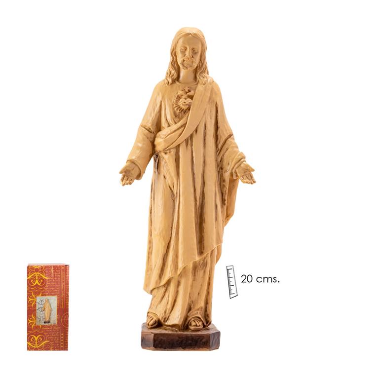 figura corazon de jesus efecto madera clara 20 cm