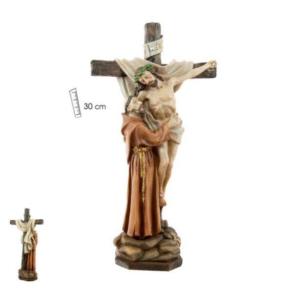 figura cristo abrazando cristo en la cruz 30 cm
