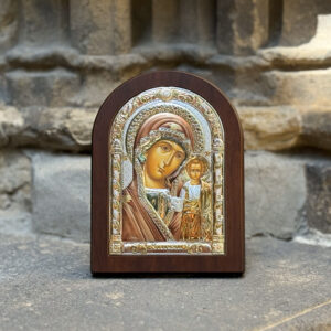 icono virgen kazan madera plata color