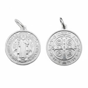 medalla benito plata blanca doble cara