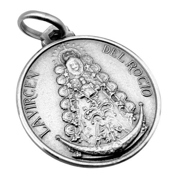 medalla rocio plata relieve marcado detalle virgen