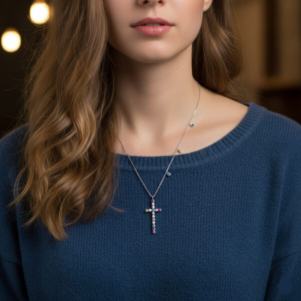 modelo plata collar circonitas colores