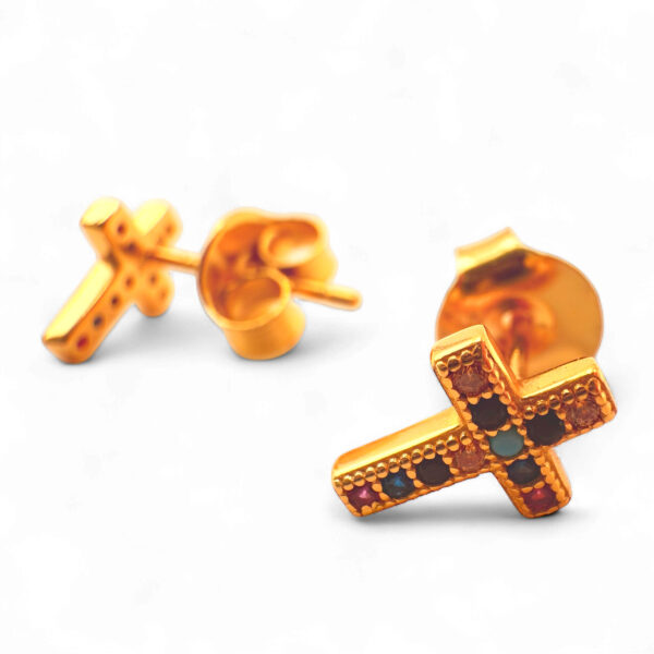 pendientes baño oro piedras colores