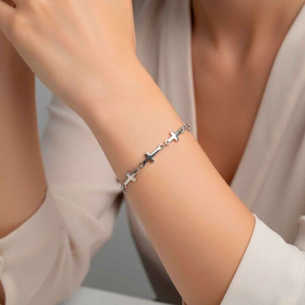 pulsera cruces acero mujer