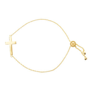pulsera cruz clasica baño oro ajustable