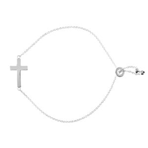 pulsera cruz clasica plata ajustable