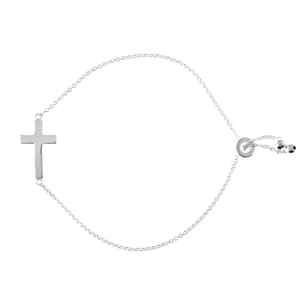 pulsera cruz clasica plata ajustable
