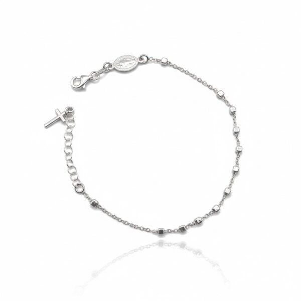 pulsera cuentas cuadradas plata milagrosa