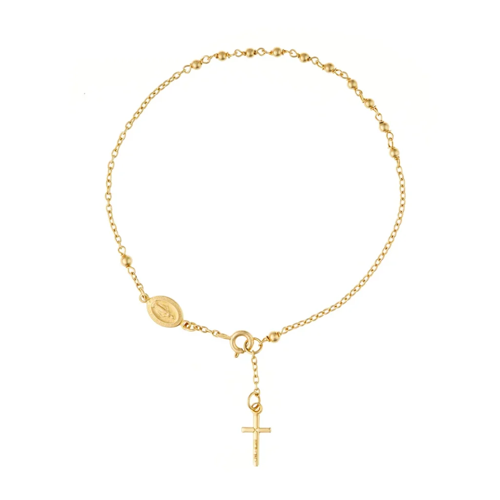 pulsera denario medalla milagrosa cuentas finas oro 18k