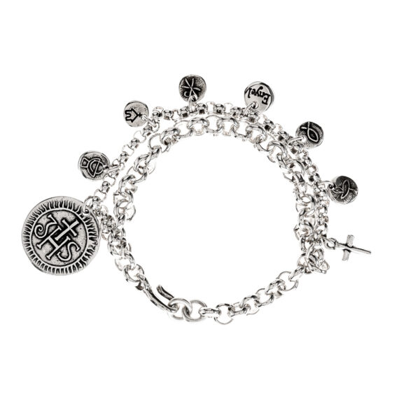 pulsera jhs cadena baño plata