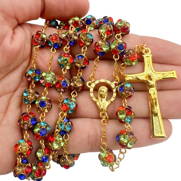 rosario cristal strass dorado