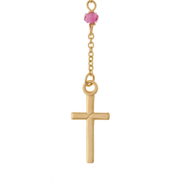 rosario fino oro 18k cristal rosa cruz