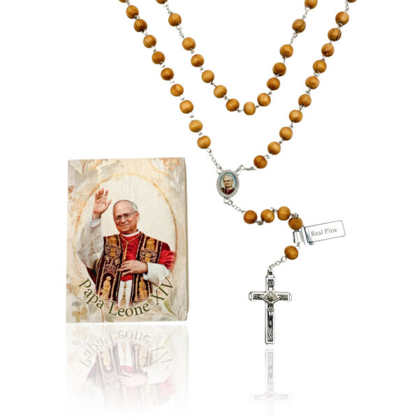 rosario madera pino papa leon