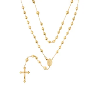 rosario oro 18k varias medidas cruz trilobulada y medalla milagrosa