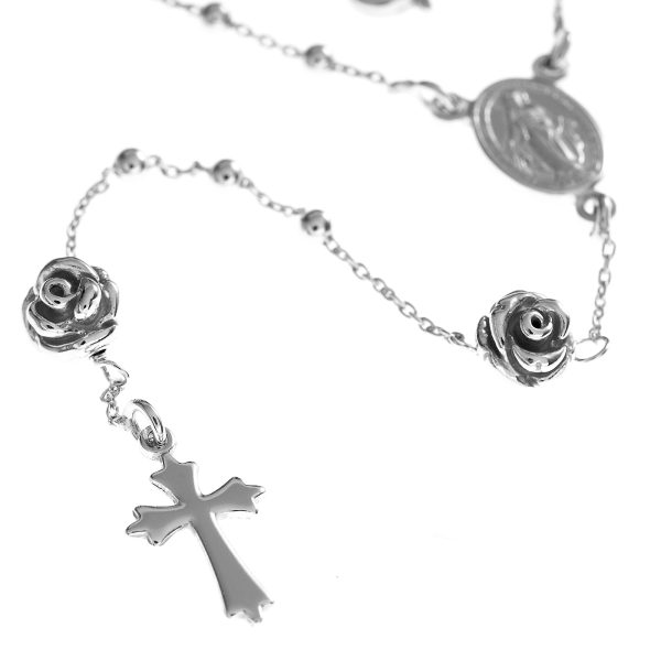 rosario plata rosas detalle cruz