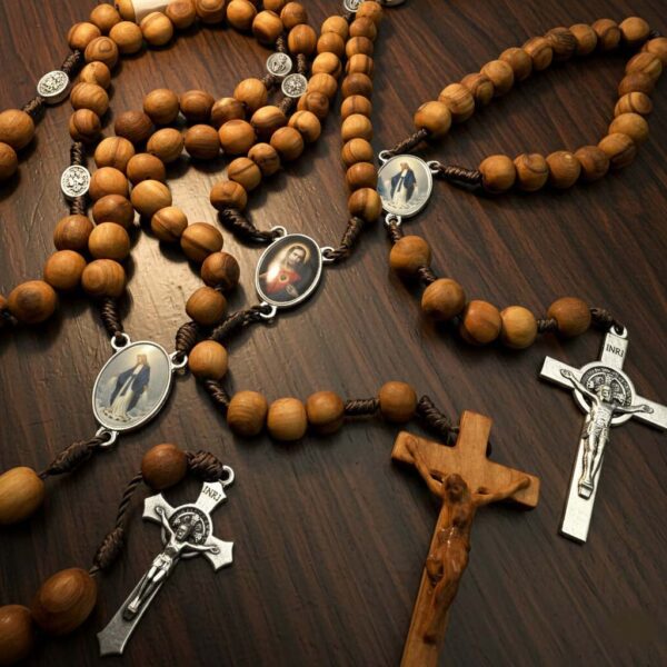 rosarios madera milagrosa corazon