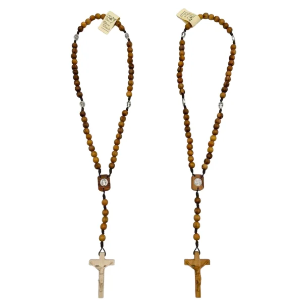 rosarios madera olivo y arce medalla san benito dos modelos