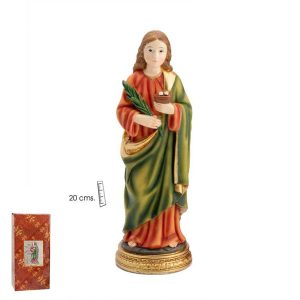 figura santa lucia en resina pintada a mano de 20cm